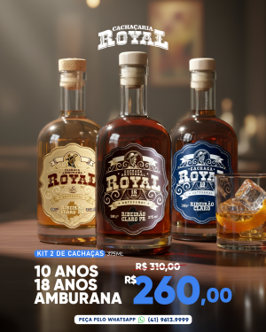 Kit Cachaça Royal 10 e 18 anos Amburana 375ml